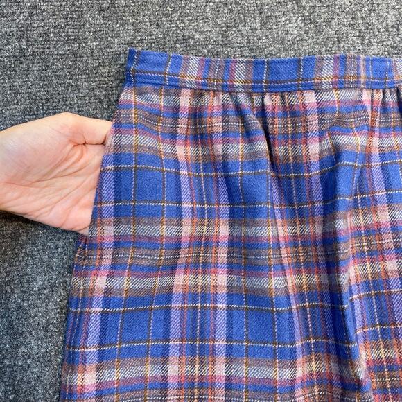 Vintage Pendleton Plaid Pencil Skirt All Wool Blue Pockets Womens 6 Knee Length - Picture 2 of 8